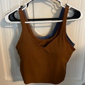 EUC size 6 Lululemon align tank bundle white, blue, warm brown all worn 1-2x